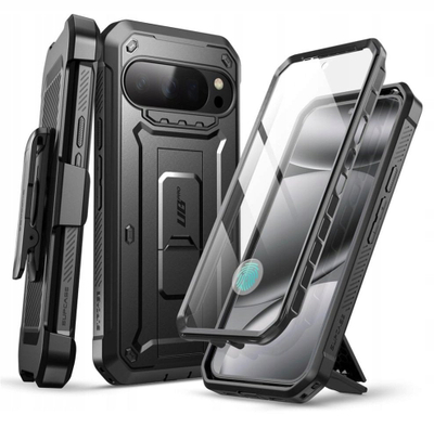 Mbrojtëse telefoni SUPCASE Unicorn Beetle Pro për Google Pixel 10 10 Pro, me këmbë mbajtëse, me klips brezi, e zezë