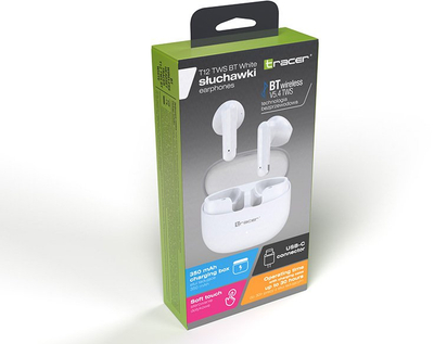 Kufje pa tela NoName TRACER T12 TWS, Bluetooth, in-ear, të bardha