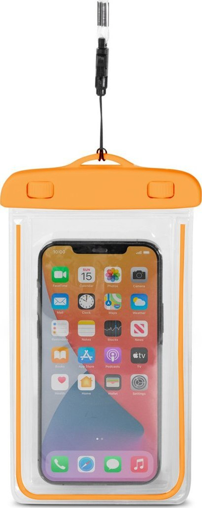 Etui universale për telefon, PVC i papërshkueshëm nga uji, me litar, portokalli