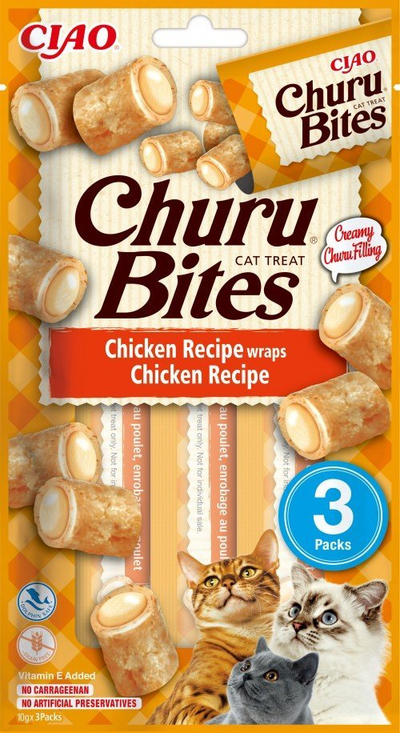 Shpërblim për mace Inaba Churu Bites, pule, 3x10g