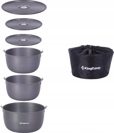 Set ena për kamping King Camp Climber IV, 3 tenxhere, alumin i anodizum