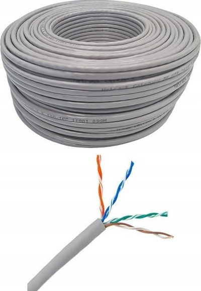 Kabllo interneti Netrack Cat 5e UTP, 100m, CCA, gri