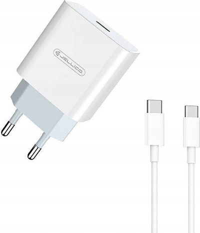Karikues muri JELLICO AK180 PD, 20W, 1x USB C me kabllo USB C, i bardhë