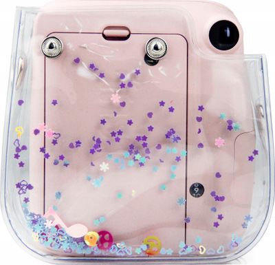 Kuti mbrojtëse LoveInstant për Instax Mini 11, transparente me sekuina lejla