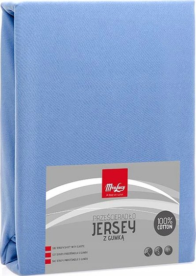 Çarçaf fitted Miss Lucy Jersey, 220x220 cm, pambuk, blu