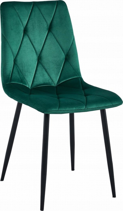 Set karrigesh Oskar Chair Libra, velur, këmbë metalike të zeza, jeshile e errët, 3 copë