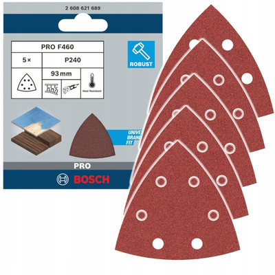 Letra zmerile Bosch 2608621689, set 5 copë, 93x93mm, grit 240