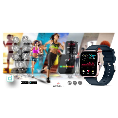 Smartwatch Giewont GW230-5, ekran me ngjyra, mat rrahjet e zemrës, rozë blu
