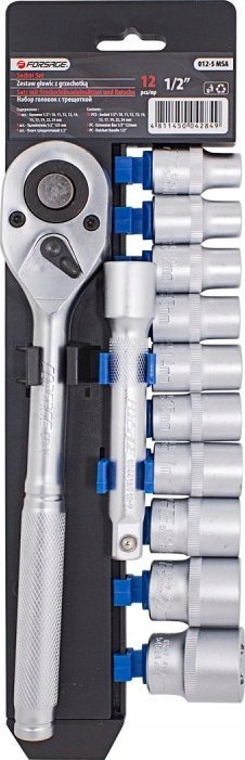 Set çelësash tubash Forsage Ratchet 1/2", 12 copa, Cr-V