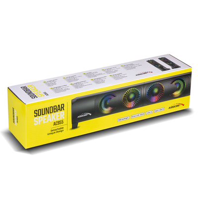 Altoparlantë kompjuterikë Audiocore AC955, soundbar USB, ndriçim RGB, i zi