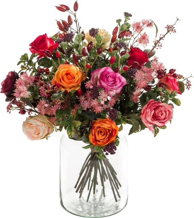 Buqetë artificiale Emerald Flame Roses, 50 cm, me ngjyra të ndryshme