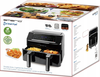 Fritezë me ajër Emerio AF-130376.1, 2400W, 7.2L Dual Cook, e zezë