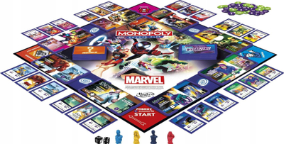 Друштвена игра Hasbro Monopoly Marvel Flip Edition, 2–4 играчи, полска верзија, многуобоена