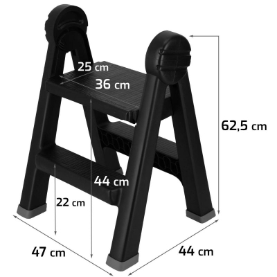 Shkallë palos Kistenberg Titan KLD4565, plastike, 2 shkallë, e zezë