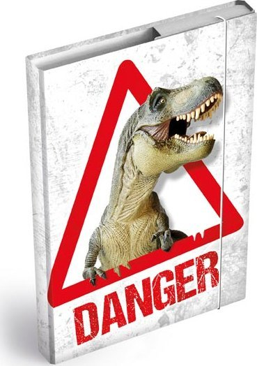 Dosje shkollore MFP box A5 Dino, mbyllje me gomë, dizajn T-Rex, e bardhë