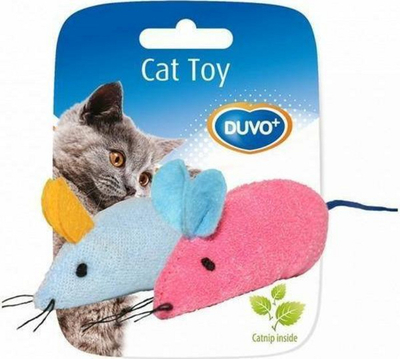 Играчка за мачки Duvo+ обоена глушец, сет 2 парчиња, 6x5x3cm, повеќебојни