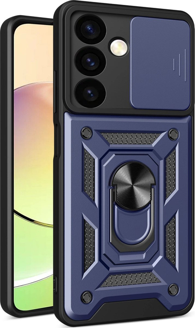 Mbrojtëse telefoni Hybrid Armor për Samsung Galaxy A25, me kapak kamere, me unazë magnetike, blu