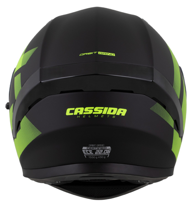 Helmetë moto Cassida Orbit Grind, integrale, ECE 22.06, e zezë matt verdhë fluo