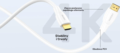 Kабел HDMI Unitek C11090AWH03-1M, HDMI 2.0, 4K, 1m, бел