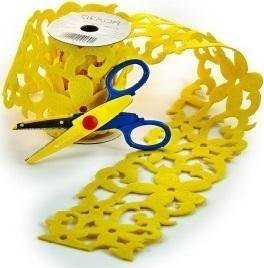Декоративна трака Openwork Felt Tape Flowers, 10 cm x 2 m, зелена