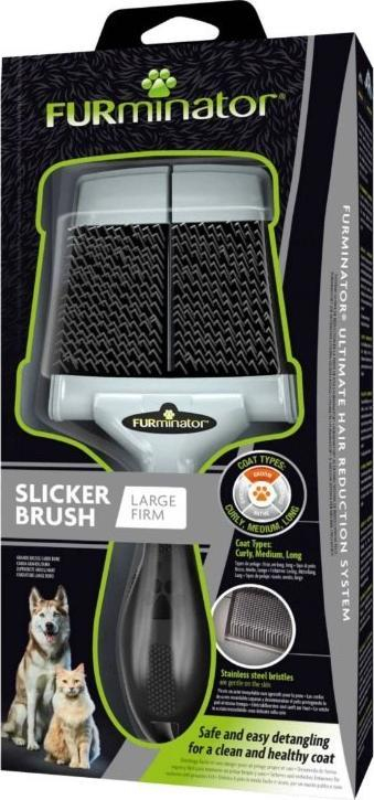 Четка за чешлање Furminator Slicker Brush L, за кучиња и мачки, пластична, зелена