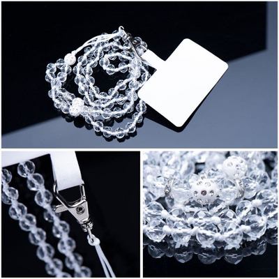 Rrip telefoni CRYSTAL DIAMOND, 74cm, për qafë, i bardhë