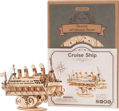 Puzzle 3D druri Robotime Rolife TG306 Cruise Ship, model anije kroçere, natyrale