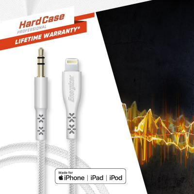 Kabllo audio Energizer Lightning në 3.5mm, 1.5m, MFi, e bardhë