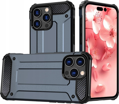 Mbrojtëse telefoni Hybrid Armor për iPhone 16 Pro Max, kundër goditjeve, silikoni, blu