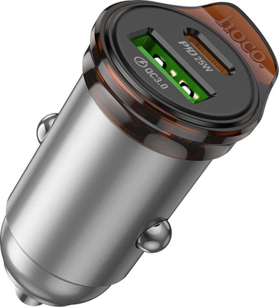 Karikues makine Hoco NZ16A, 43W, 2 porta USB A Type C me kabllo Type C në Lightning, gri