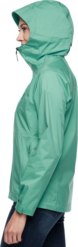 Женска водоотпорна јакна Black Diamond Stormline Stretch 2.5L, BD.dry, прилагодлива капа, зелена