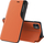 Këllëf telefoni për iPhone 13 Eco Leather View, lëkurë eko, me kapak si libër, portokalli