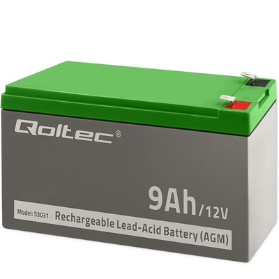UPS Qoltec 53031, 12V 9Ah, plastik, i zi
