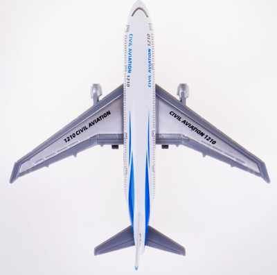 Lodër avion pasagjerësh Civil Aviation 1210, me mekanizëm pull back, metal edhe plastikë, gri me të bardhë