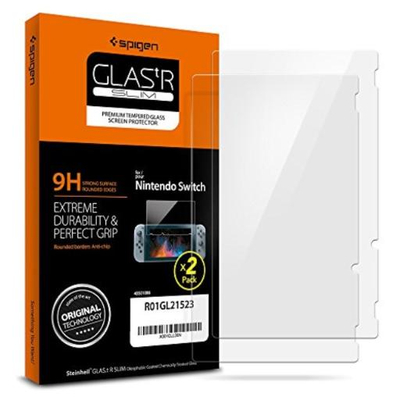 Заштитно стакло Spigen Glas TR Slim за Nintendo Switch, калено стакло 9H, сет од 2 парчиња, проѕирно