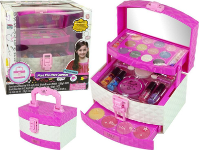 Сет шминка за деца Leantoys Vanity Case, кутија со огледало, козметички аксесоари, розова
