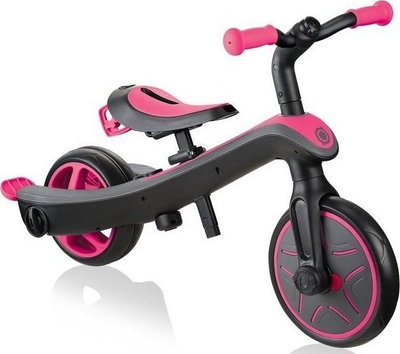 Tricikël 4-në-1 Globber Explorer Trike, me tendë dielli, rrip sigurie 5 pika, rozë