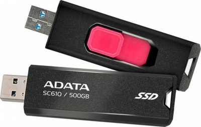 SSD i jashtëm ADATA SC610, 500GB, USB 3.2 Gen2, i zi e kuqe