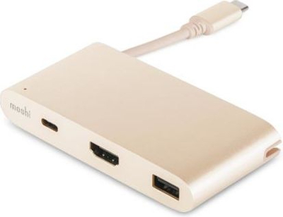 Adapter USB C Moshi 99MO084206, 3 në 1, HDMI 4K, ngjyrë e artë