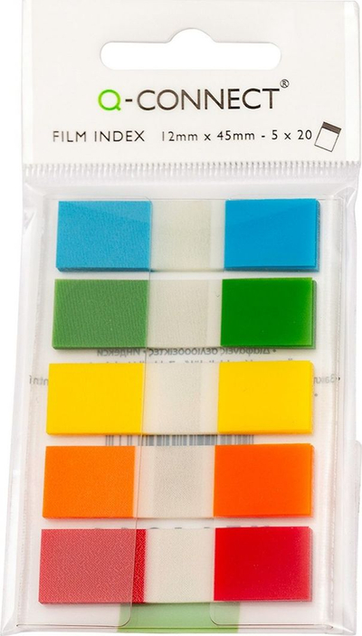Karta shënjuese Q-Connect, PP, 12x45mm, 100 copë, shumëngjyrëshe