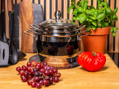 Set tenxherësh Kamille, 6 pjesë, çelik inox, për induksion, e zezë