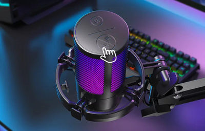 Mikrofon gaming Maono DGM20 S, me krah montues, me ndriçim RGB, i zi