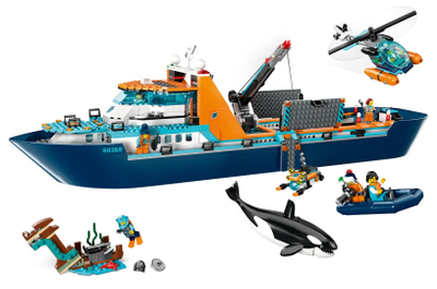 Lodër ndërtimi Lego Arctic Explorer Ship, set anije oqeanike, 7 minifigura, shumëngjyrëshe