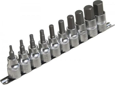 Set çelësash gjashtëkëndorë 1/2", 10 copë, metalik