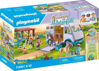 Set lodër PLAYMOBIL Horses of Waterfall 71493, Stallë Kalërimi me Rrota, 109 copa, shumëngjyrësh