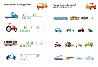 Libër edukativ AWM Puzzle Frenzy Vehicle A4, mjete transporti, për fëmijë