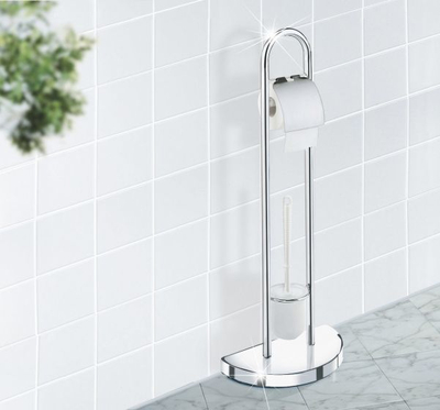 Set furçë tualeti Wenko Exclusive Cosenza, 84 cm, çelik i kromuar, e bardhë
