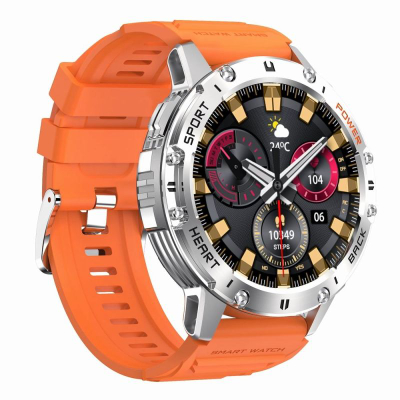 Smartwatch Gravity GT22-4, ekran me ngjyra, i papërshkueshëm nga uji, portokalli me të zezë