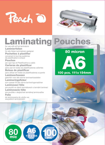 Qese laminimi Peach A6, 80 mikron, me shkëlqim, 100 copë