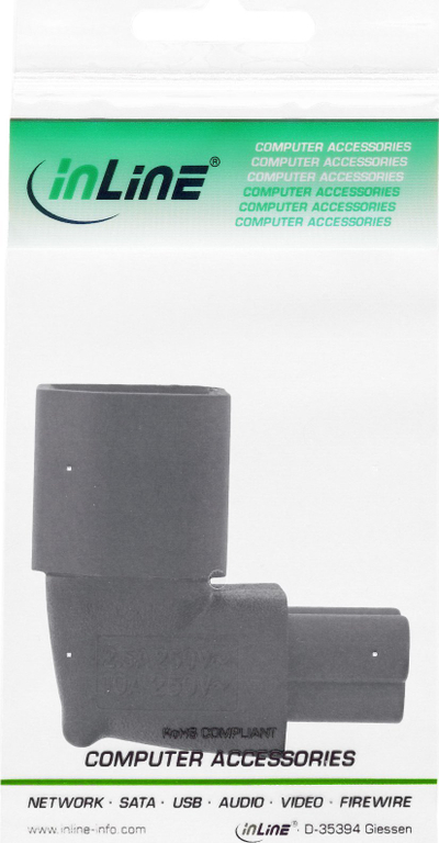 Adapter furnizimi me rrymë InLine IEC 60320 C14 në C5, 3 pin, i zi